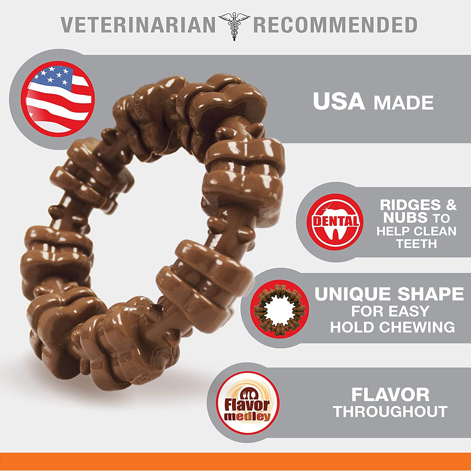 Nylabone Textured Ring Power Chew Toy for Dogs, Dog Toys for Aggressive Chewers,