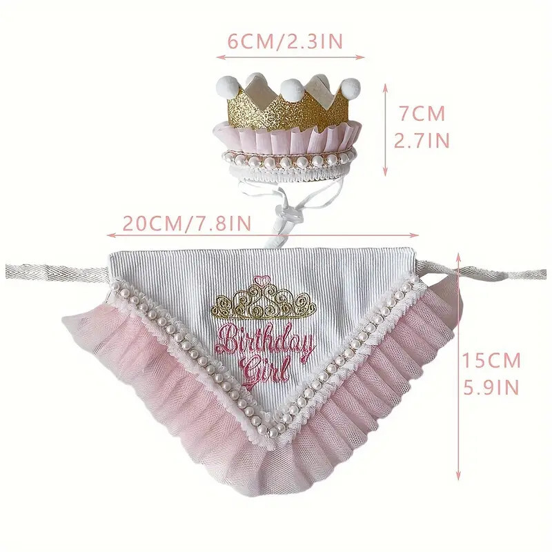 Dog Cat Happy Birthday Girl Bandana & Crown Hat Costume Set SALE HELPS DOGS CATS