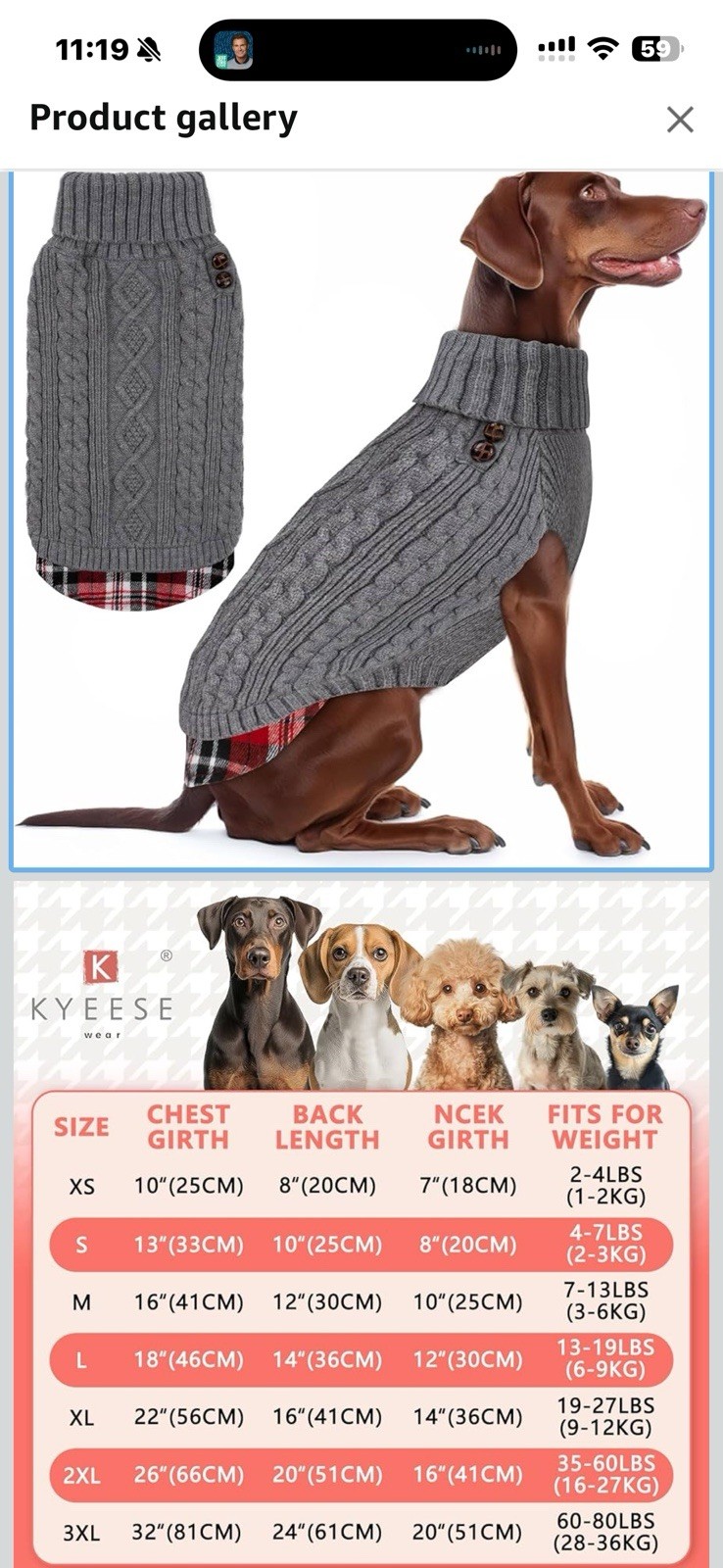 NWT KYEESE Dog Sweater Soft Pullover Dog Sweaters for Large Dogs Size 3xL