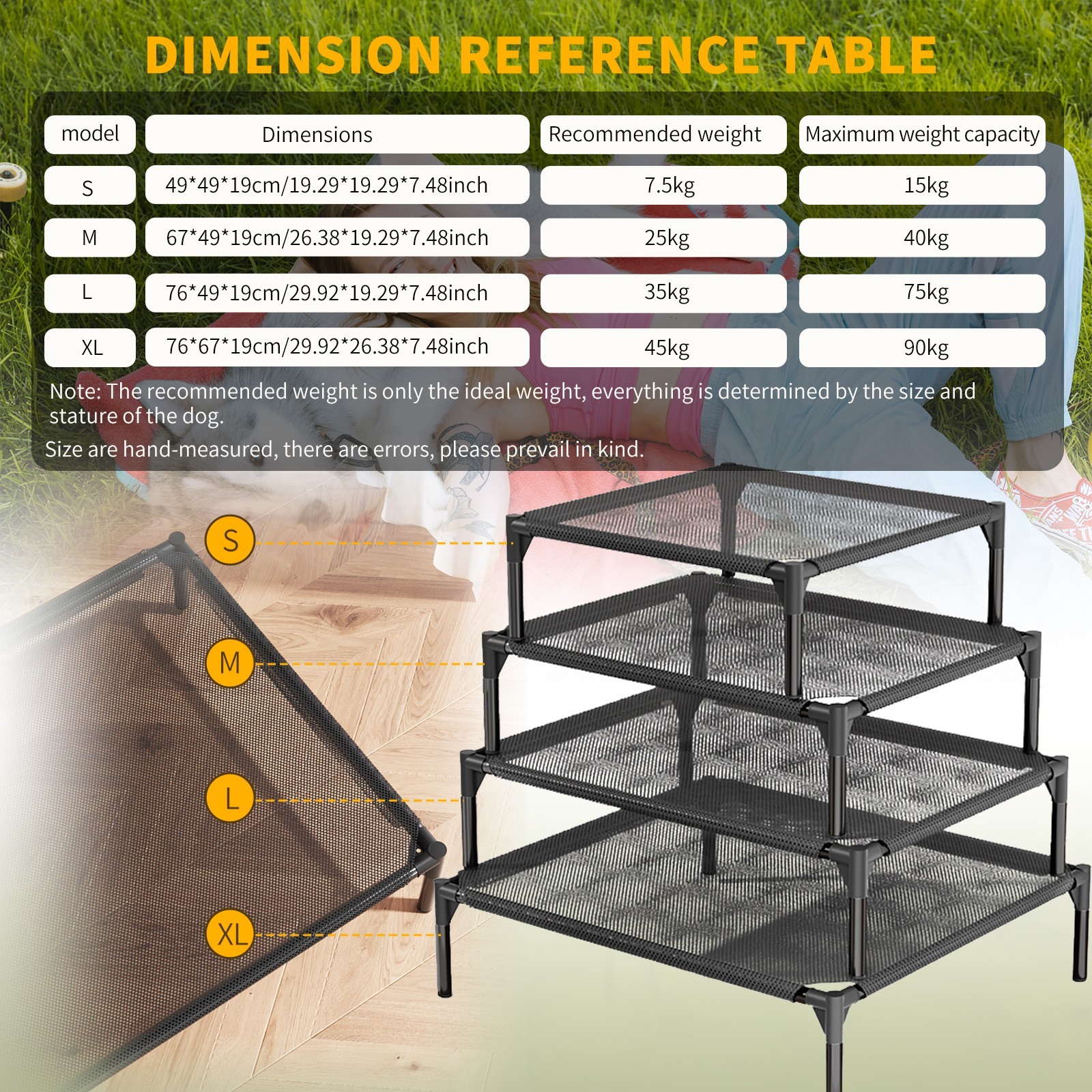 Elevated Dog Bed Pet cot for Large Dog Portable Raised Dog Cot Indoor and Outd