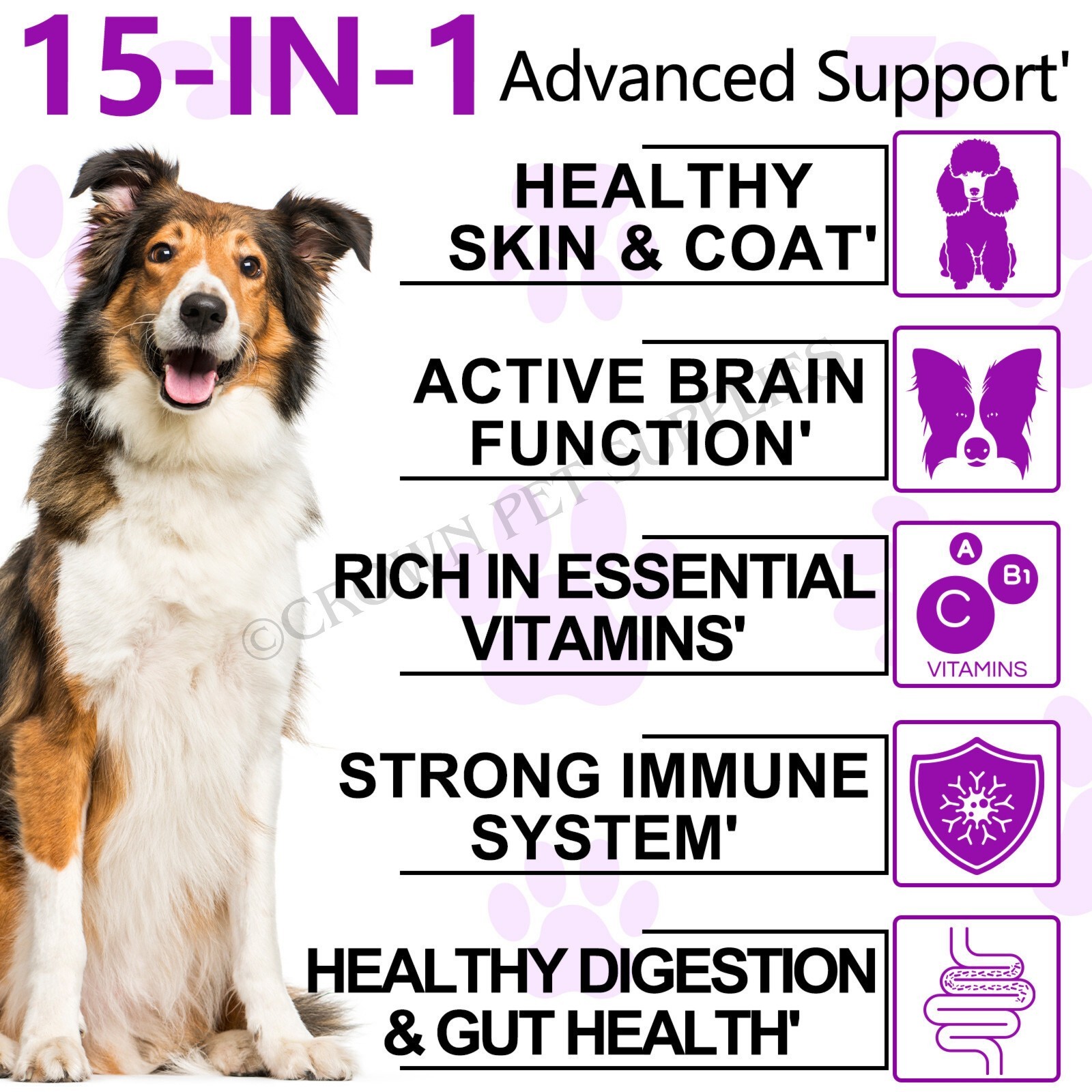 15 in 1 Dog Multivitamins and Supplements, Dog Hip and Joint Supplement, 150 CT