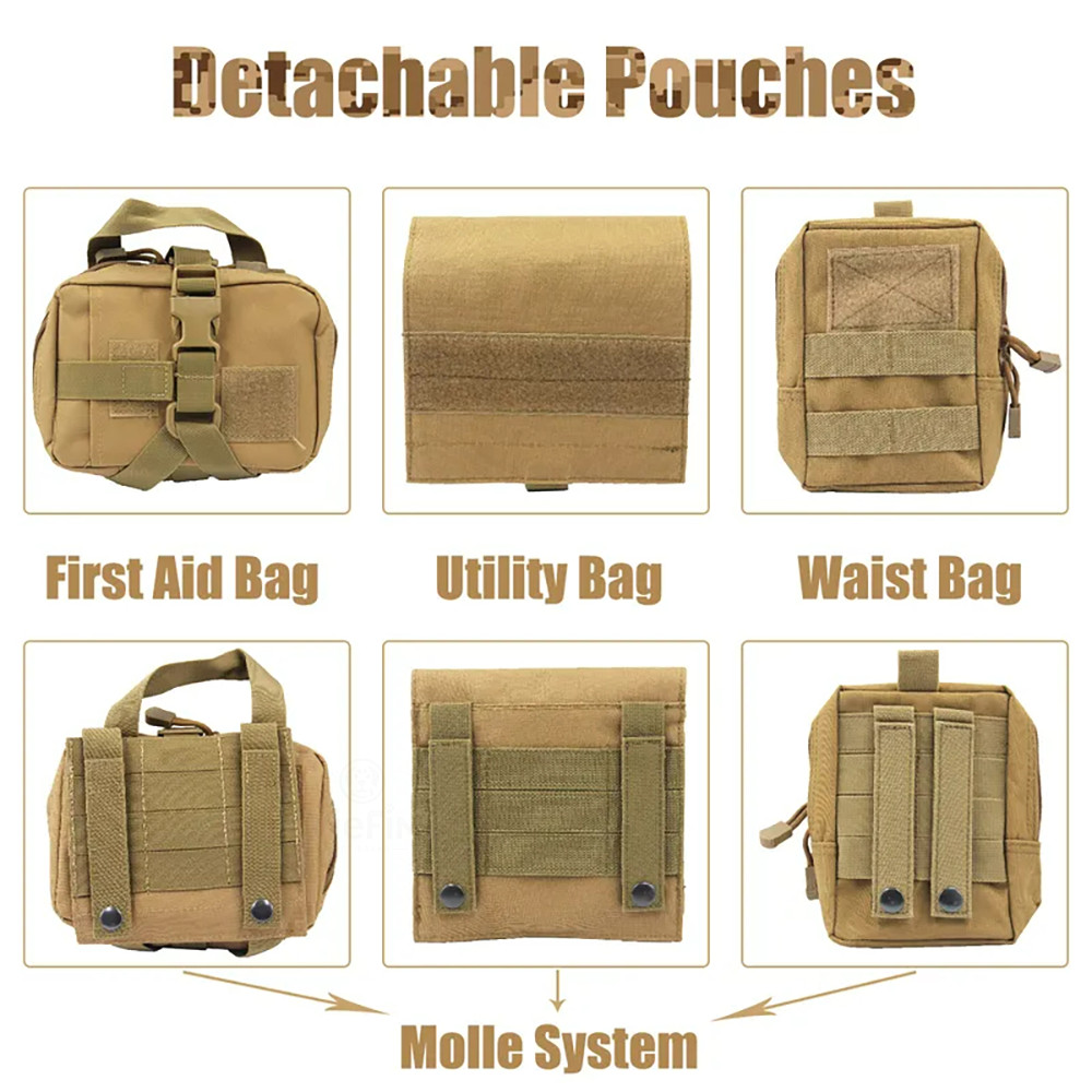 Tactical Dog Vest Kit with dog leash dog collar and Multiple Accessories