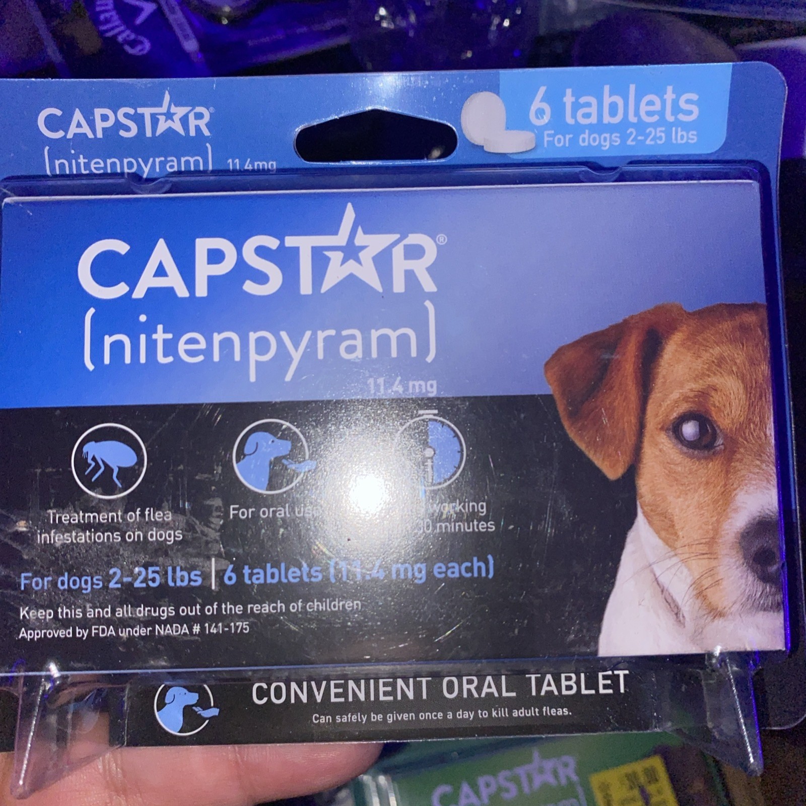 Capstar (Nitenpyram) 6 Tablets for Dogs (2-25 lbs) 11.4mg 6 Doses Exp 04/2027
