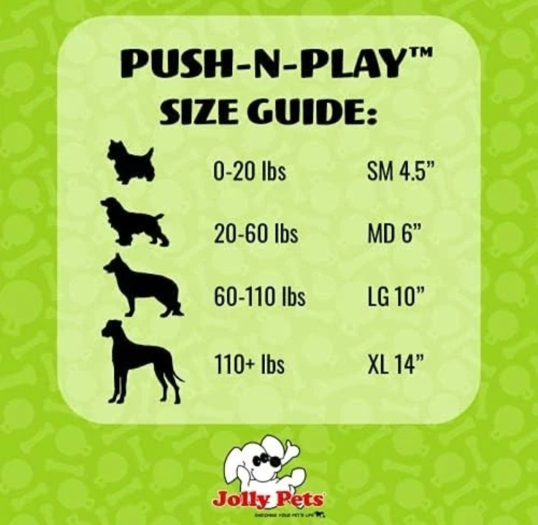 NEW Jolly Pets Push-N-Play Ball Blue 6 inch Hard Plastic Toy for Dogs