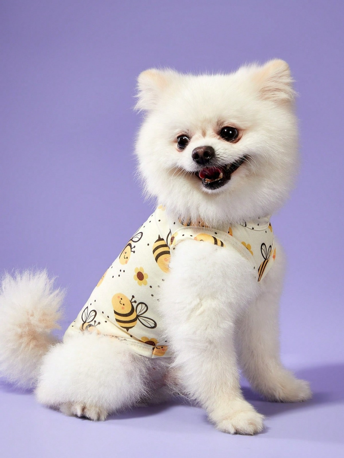2PCS Pet Cat Dog Unisex Striped Yellow Cute Bee Printed Shirt Costume Breathable