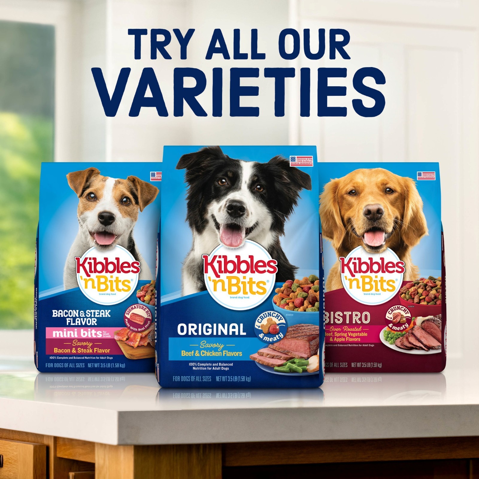 Kibbles ‘n Bits Dry Dog Food, Original Savory Beef & Chicken Flavors, 45 lb. Bag