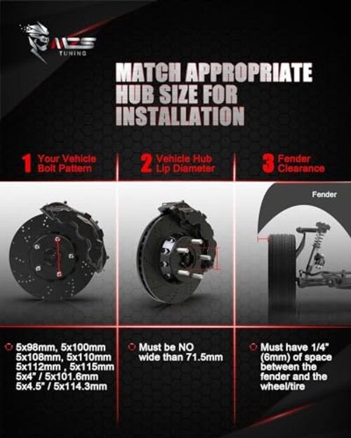 Wheel Spacers, 1/4″ 6mm Thick 5 Lug-M12-98/100/108/110/112/114.3/115-2 Pieces