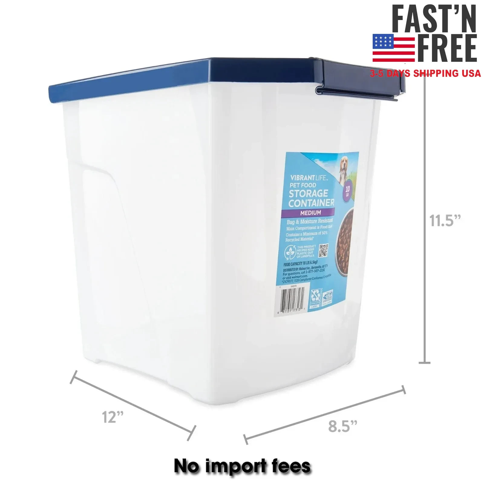 Vibrant Life Dog Food Container, Medium, 10-lb Capacity