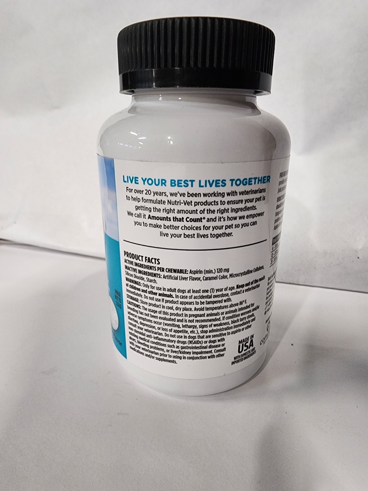Nutri-Vet Dog Aspirin 120mg 100 Chewable Tablets Exp 09/26 Pain Relief