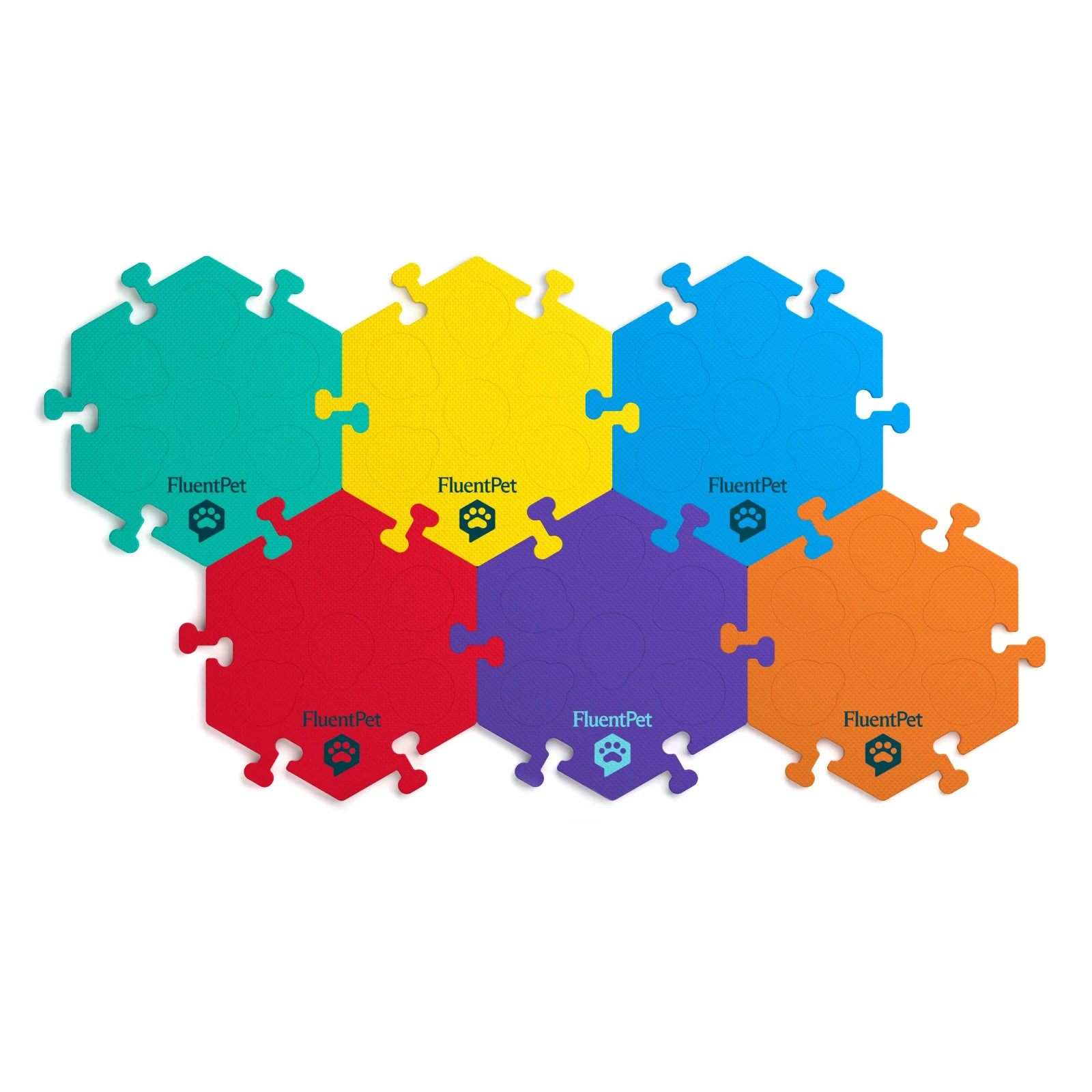 FluentPet HexTiles 6-Pack – All 6 Colors – Button Mats Only – Dog/Cat Setup