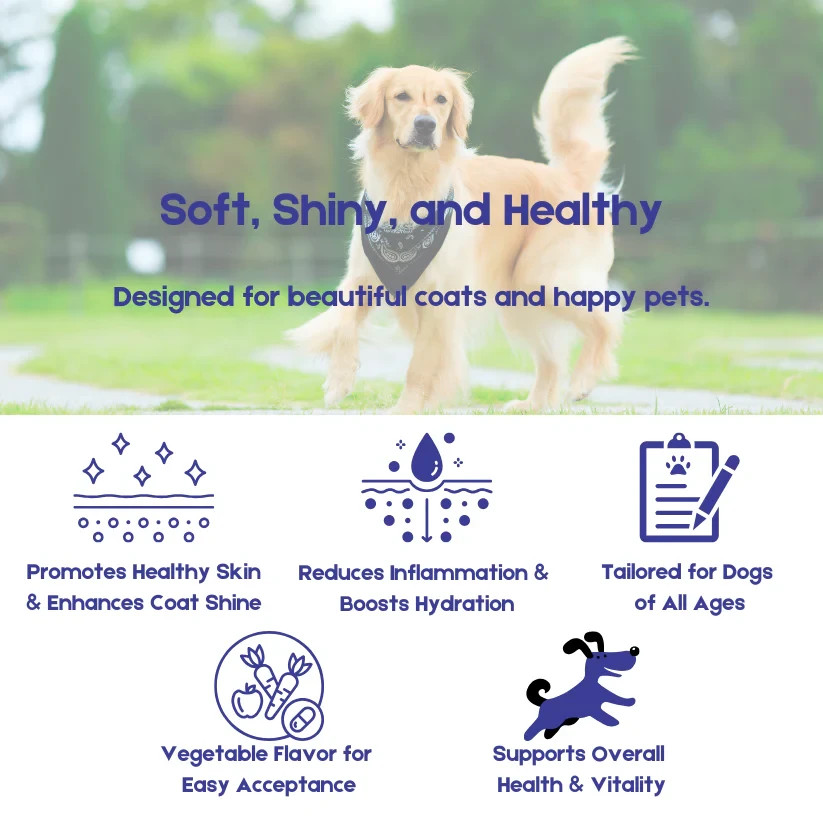 Noora Dog Skin & Coat Supplement for Shiny Coat Healthy Skin Omega Chews