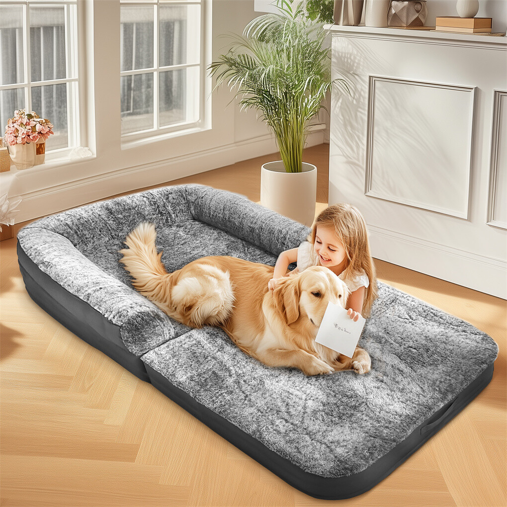 180cm XXXL Foldable Human Dog Bed Orthopedic Dog Sofa Bed with Blostered Pillow