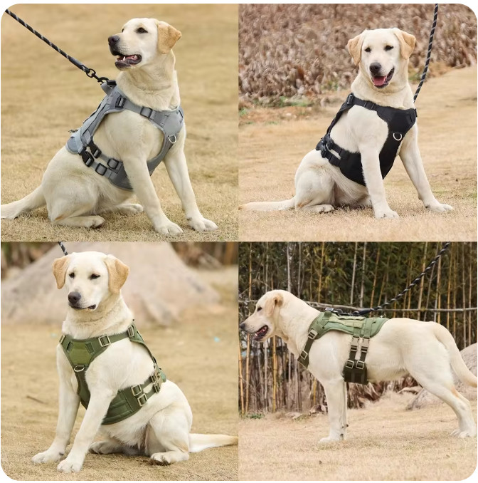 Military Tactical Dog Harness No-pull Heavy Duty MOLLE Training Service Dog Vest