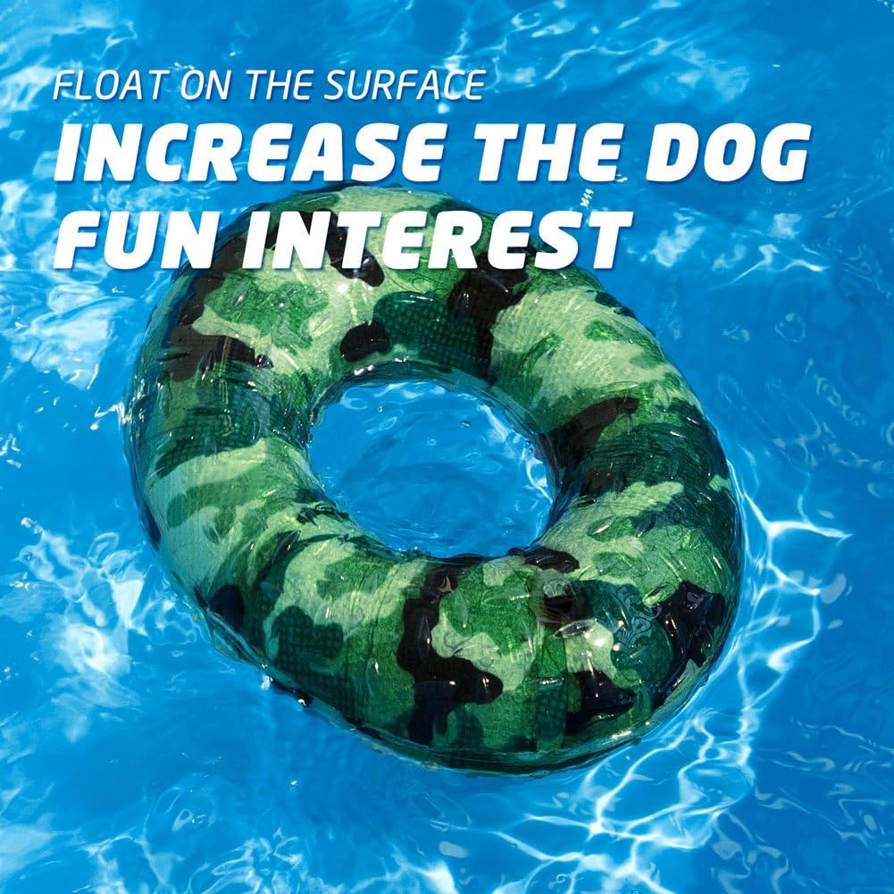Dog Chew Toys Floating, Durable Dog Squeaky Ring Bone Chew Textured Toy Playing