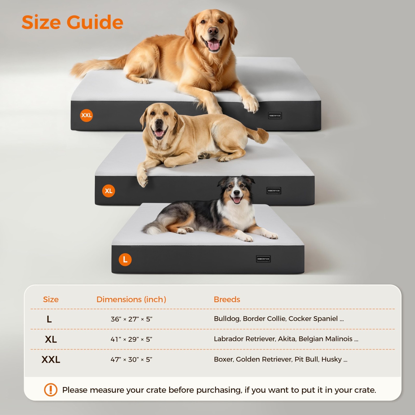 5 Inch Thick Orthopedic Dog Bed for Medium & Large Dogs, High Density Egg Cra…