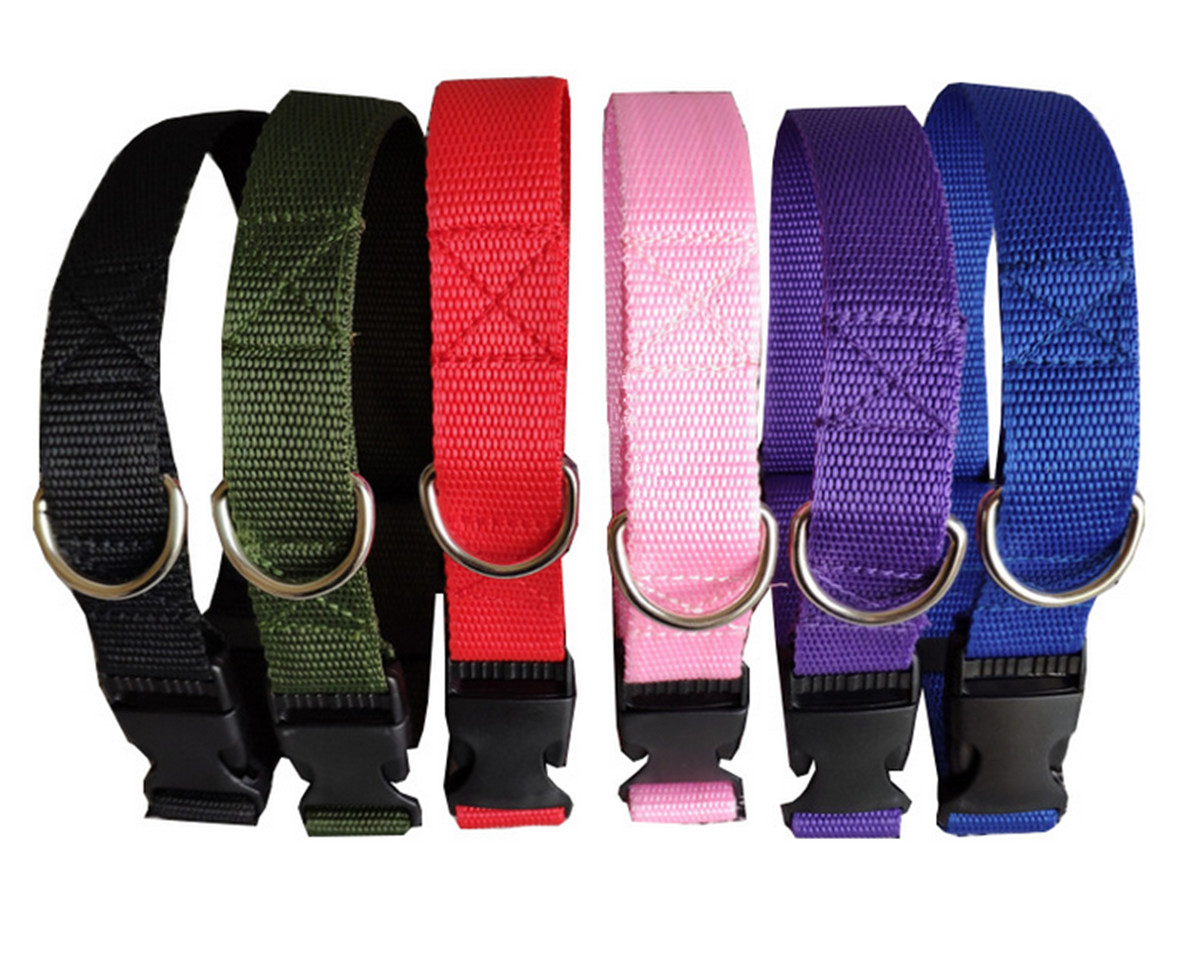 Nylon Dog Collar Heavy Duty Clip Buckle Martingale Pet Collar Adjustable L XL