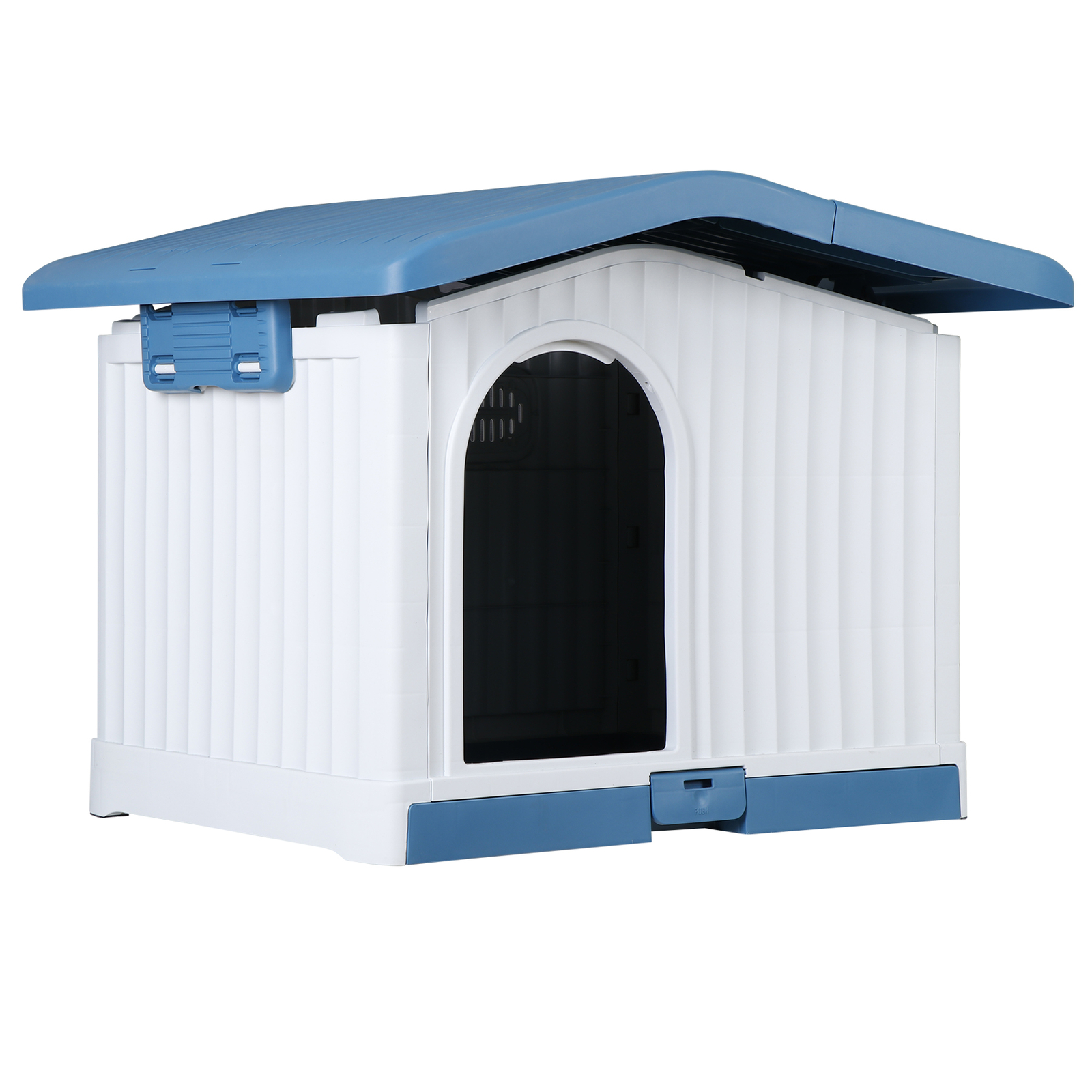 Large Plastic Dog House Indoor Outdoor Dog Kennel Waterproof Puppy Shelter Blue