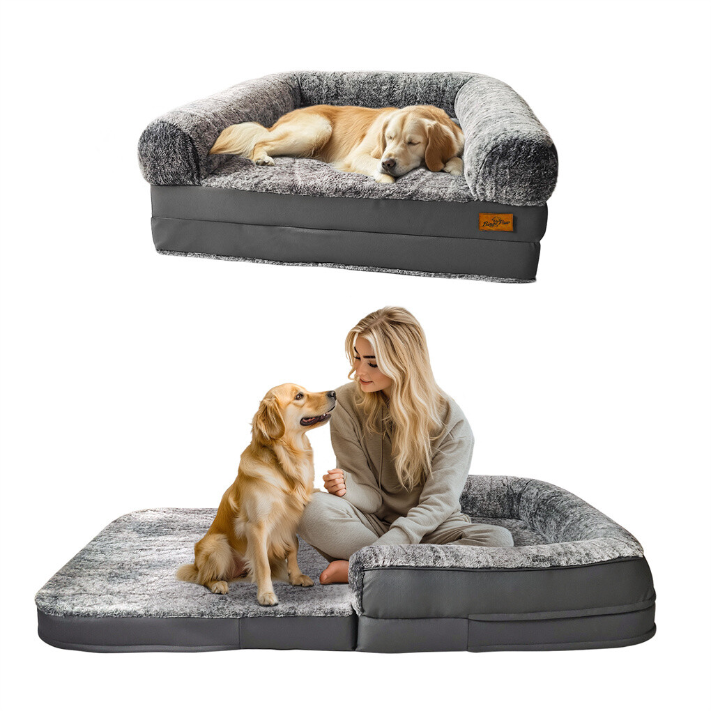 180cm XXXL Foldable Human Dog Bed Orthopedic Dog Sofa Bed with Blostered Pillow