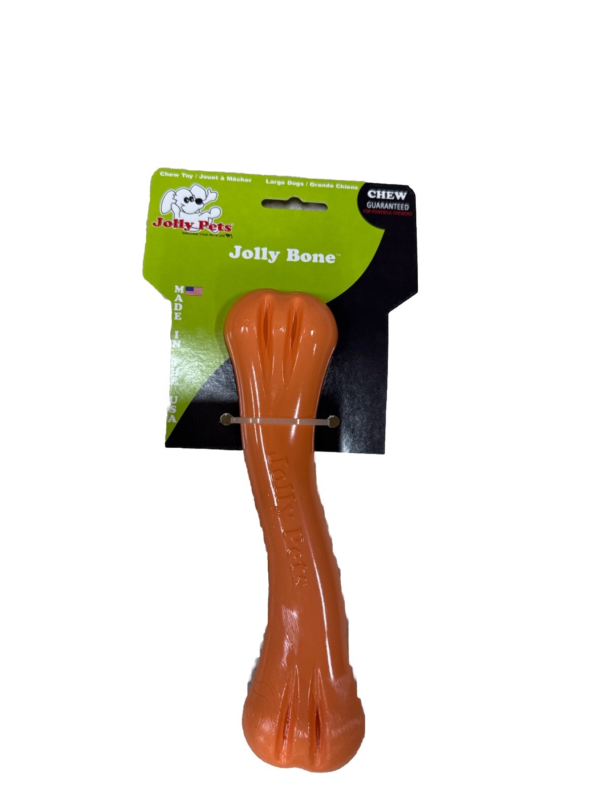 Jolly Pets 9-inch, Jolly Bone, Orange, Large
