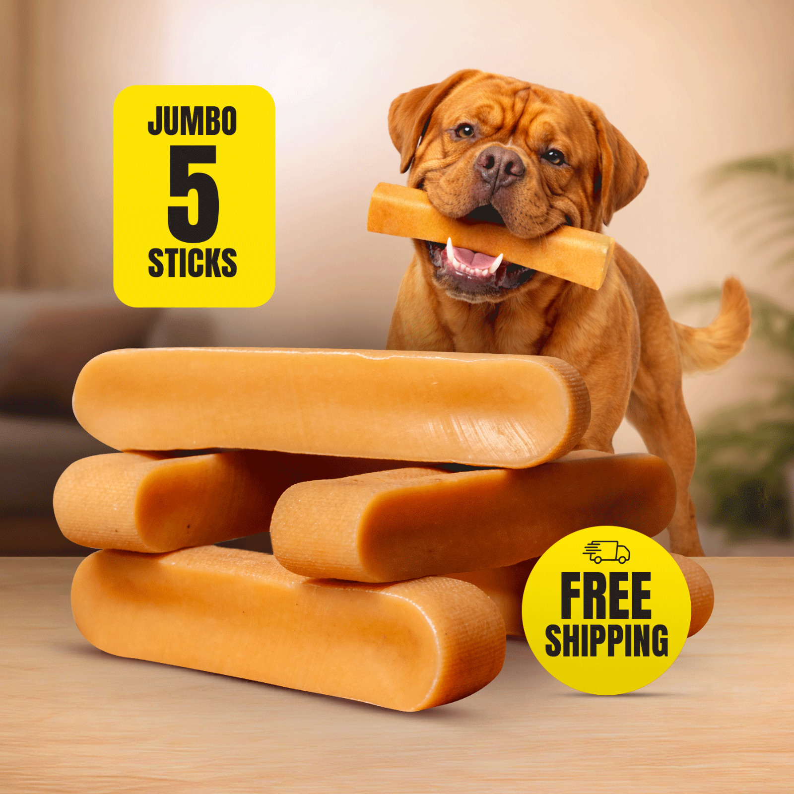 Original Yak Cheese Dog Chews for Jumbo dogs – 2lbs, 100% Natural & Long Lasting