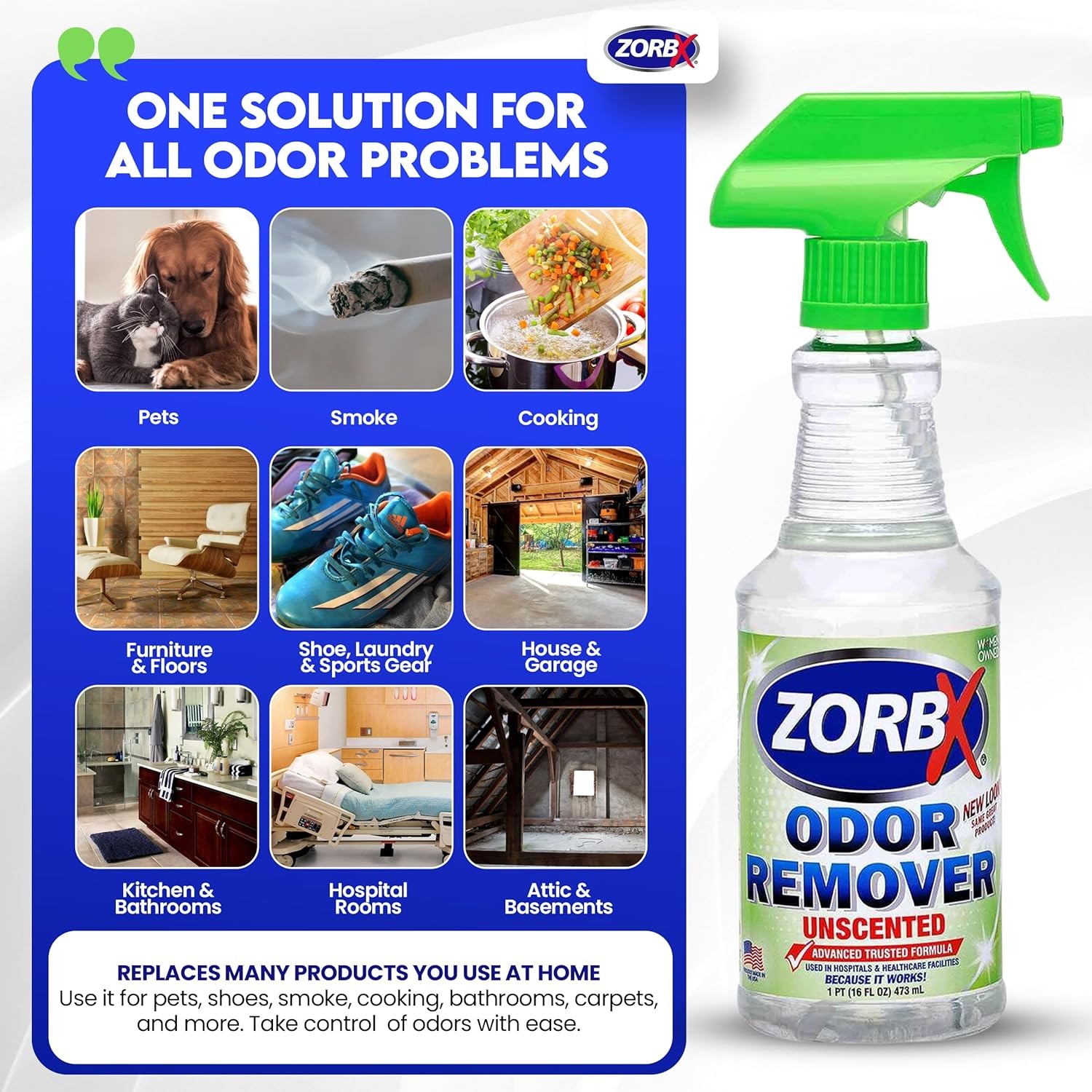 ZORBX Unscented Odor Eliminator for Strong 16 Fl Oz 16 (Pack of 1)
