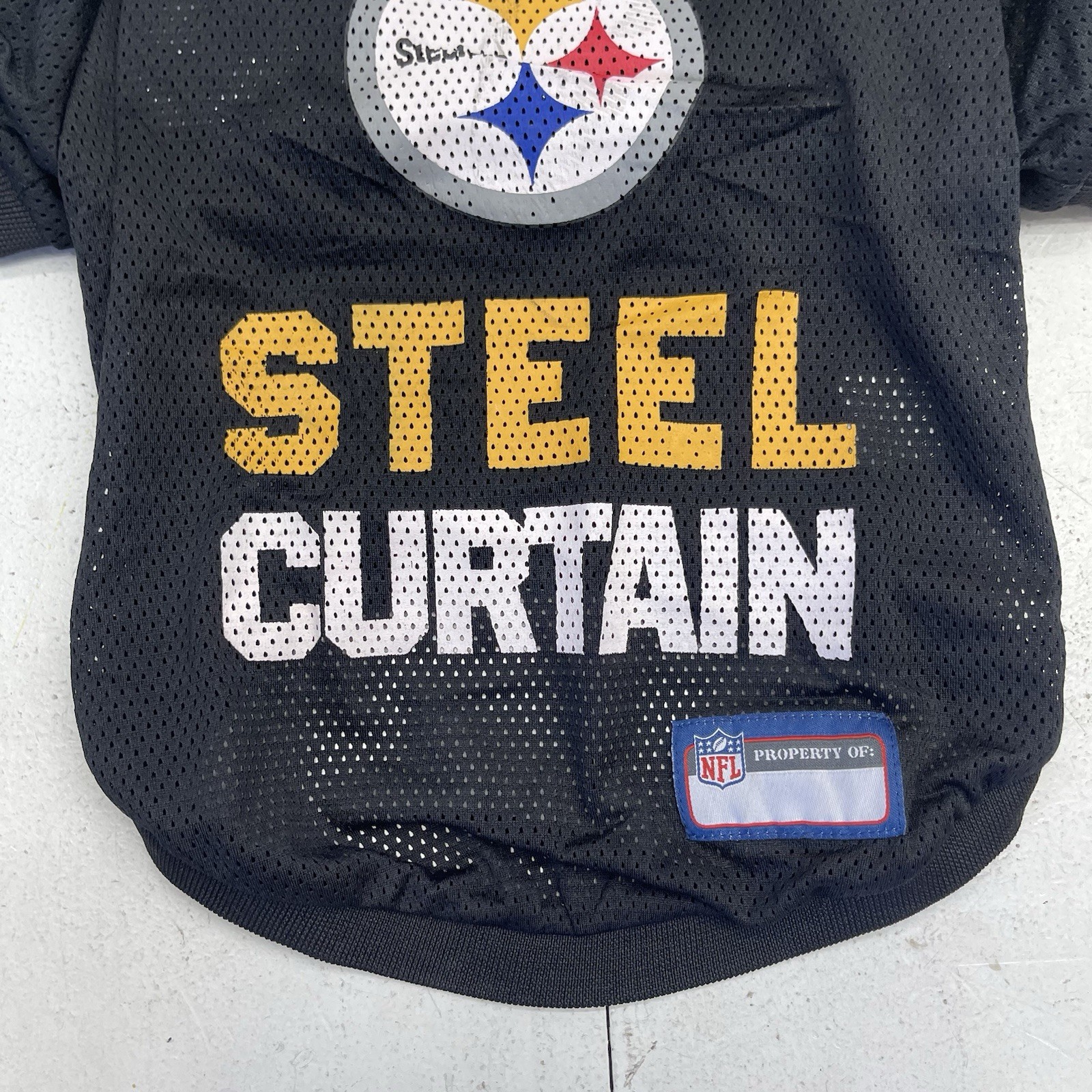 NFL Pittsburg Steelers Black Mesh Short Sleeve Pet Dog Jersey Size M Defects
