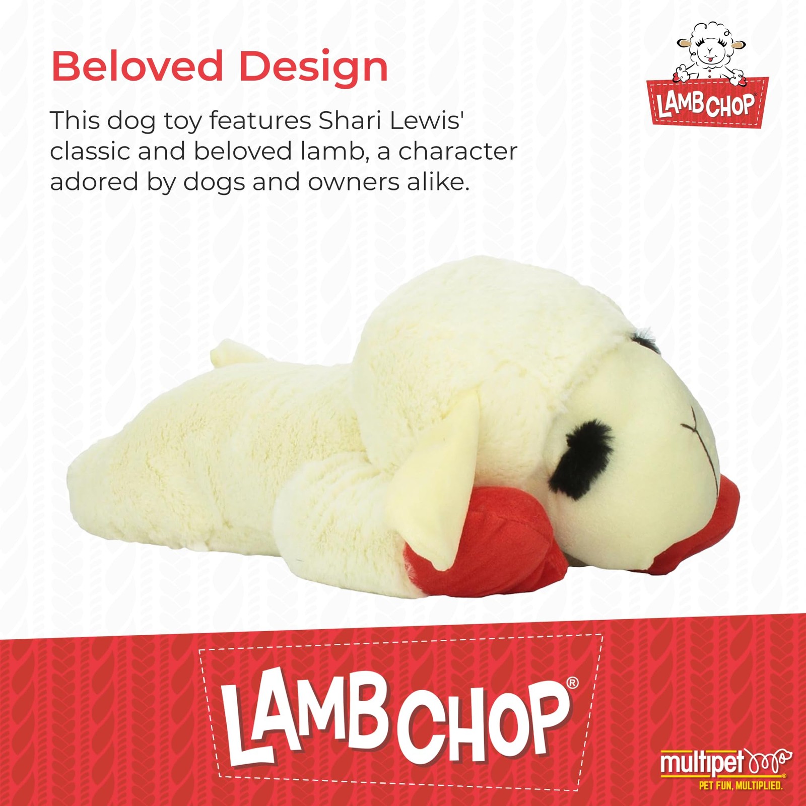Officially Licensed Lamb Chop Jumbo White Plush Dog Toy, 24-Inch