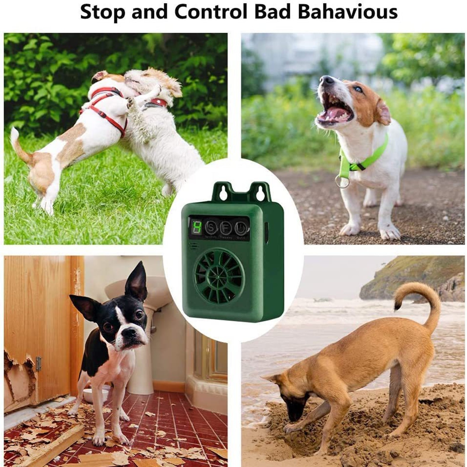 Green Ultrasonic Pet Anti Barking Device Dog Bark Control Stop Repeller Tool