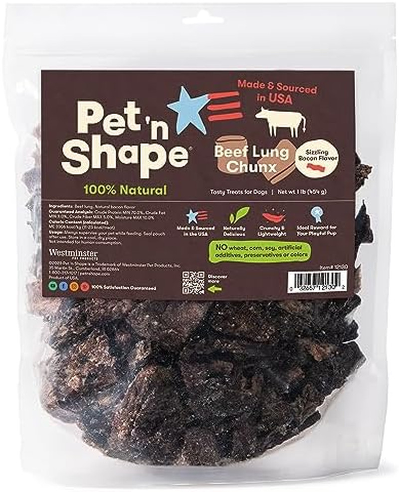 Beef Lung Chunx Dog Treats – Made and Sourced in the USA – 16 Ounce