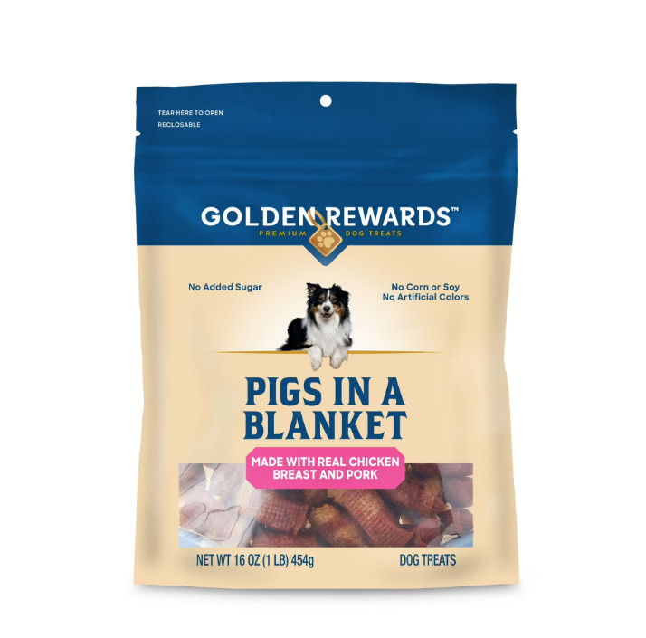 Golden Rewards Air- Dried Jerky Treats Pigs in a Blanket for Dogs, 16 oz