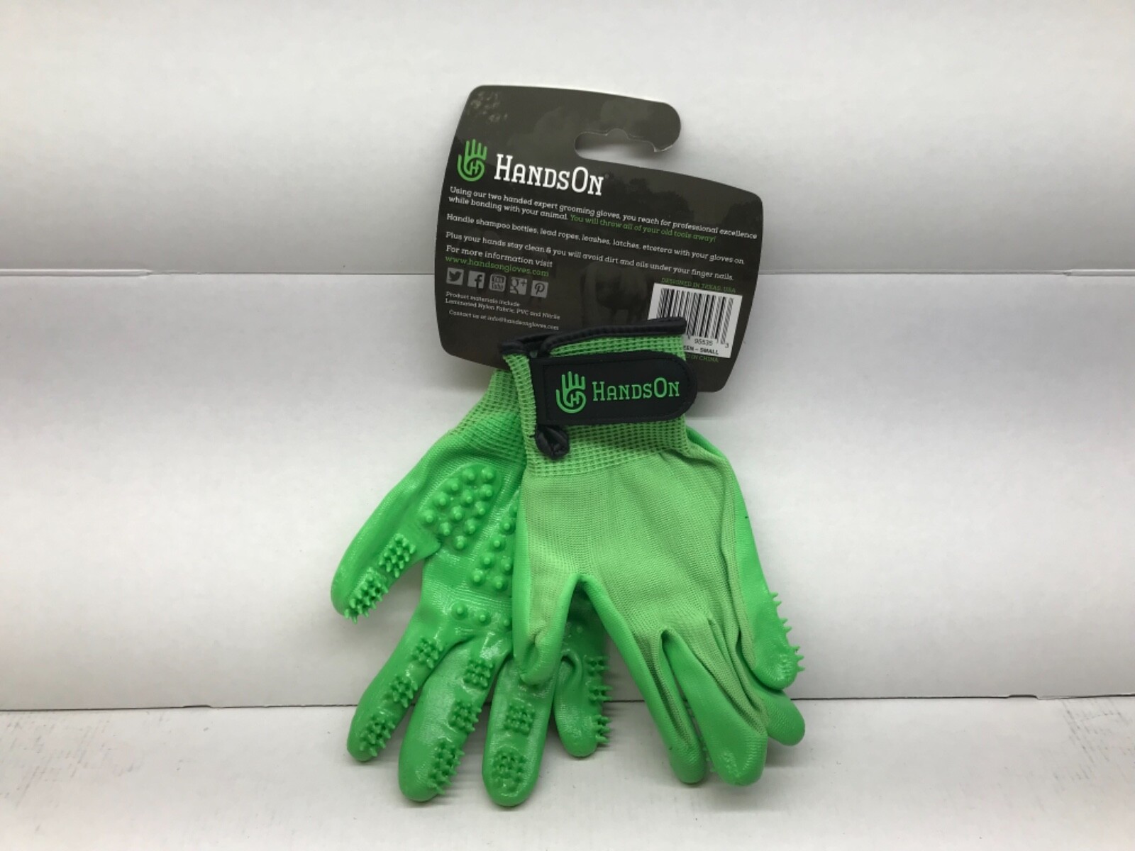 Hands On Wet/Dry Grooming Shedding Bathing Gloves for Pets Sized Small Green