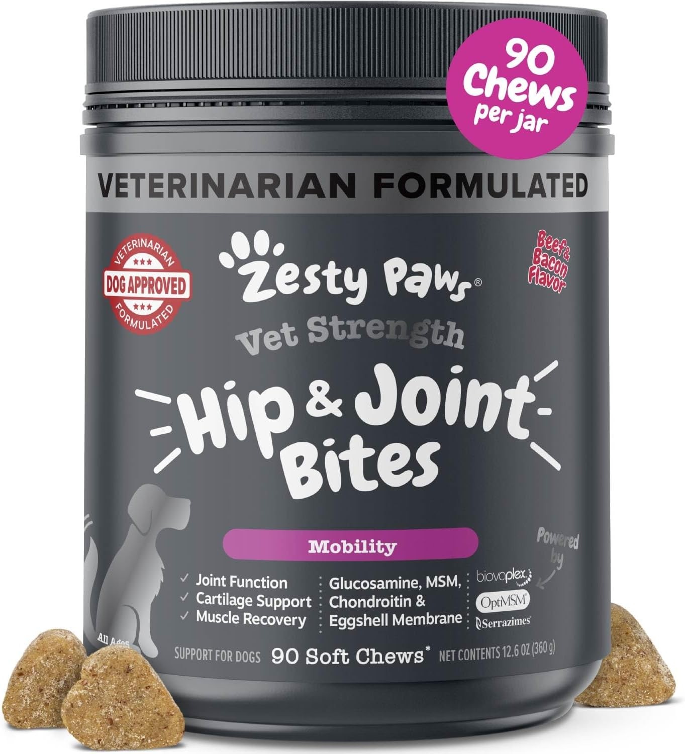 Veterinary-Grade High-Potency Mobility Chews Beef & Bacon Flavour – 90 Chews
