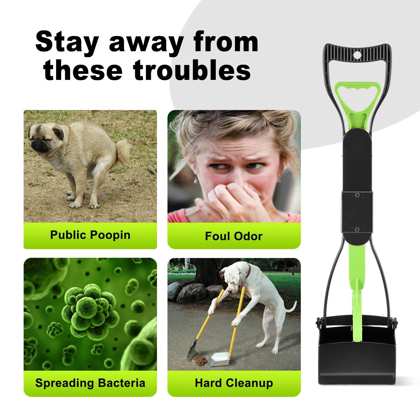 18” Pooper Scooper for Small Dog Cat Waste Clean Pet Scoop Animal Pick Up Jumbo