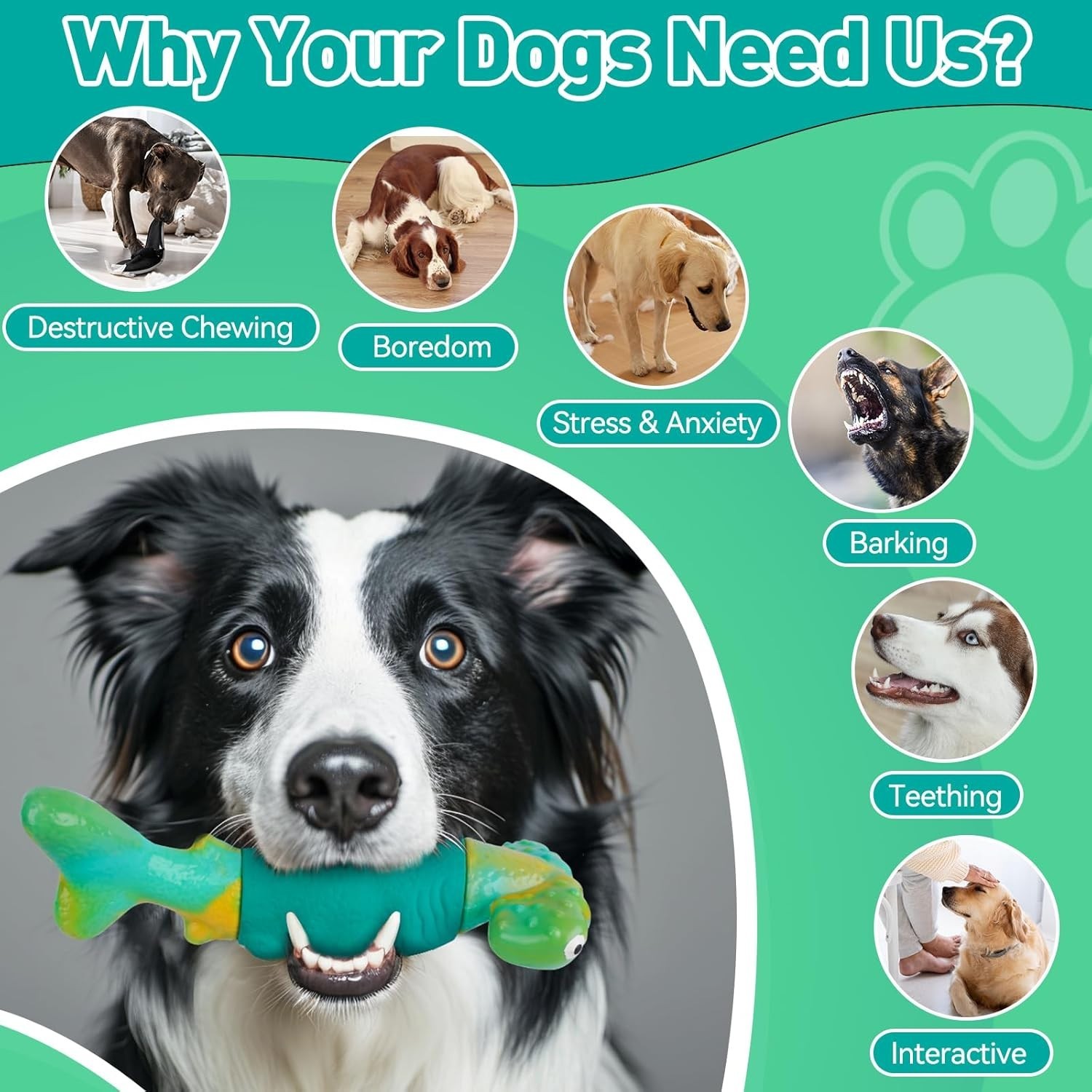 Dog Toys for Aggressive Chewers, Interactive Dog Chew Toys for Large Dogs, Squea