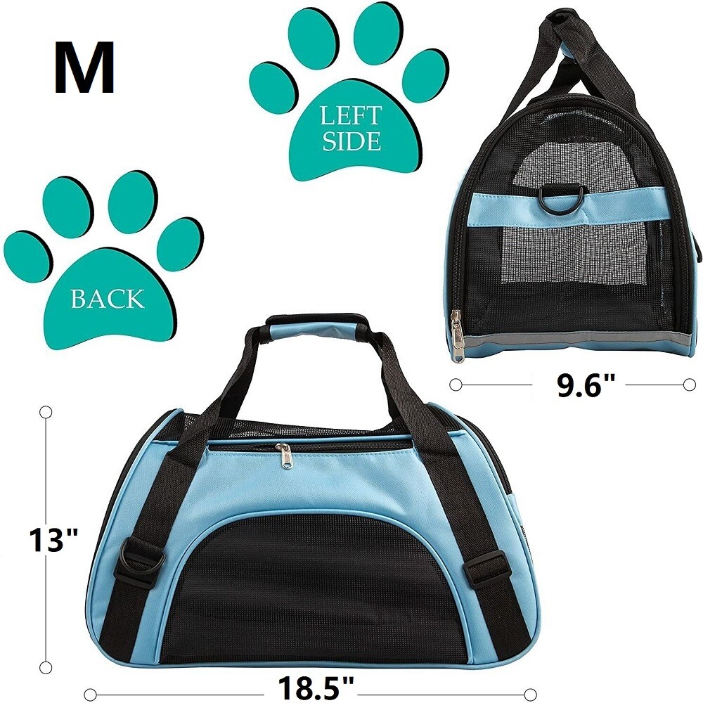 Soft-Sided Airline Approved Pet Cat Carrier Bag, Comfort Case, Sizes M & L ﻿
