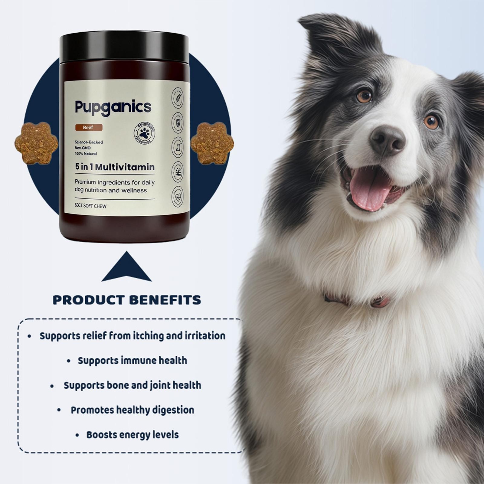 Pupganics 5in1 Multivitamin Soft Chews For Dog Dog Vitamins And Supplements *1-3
