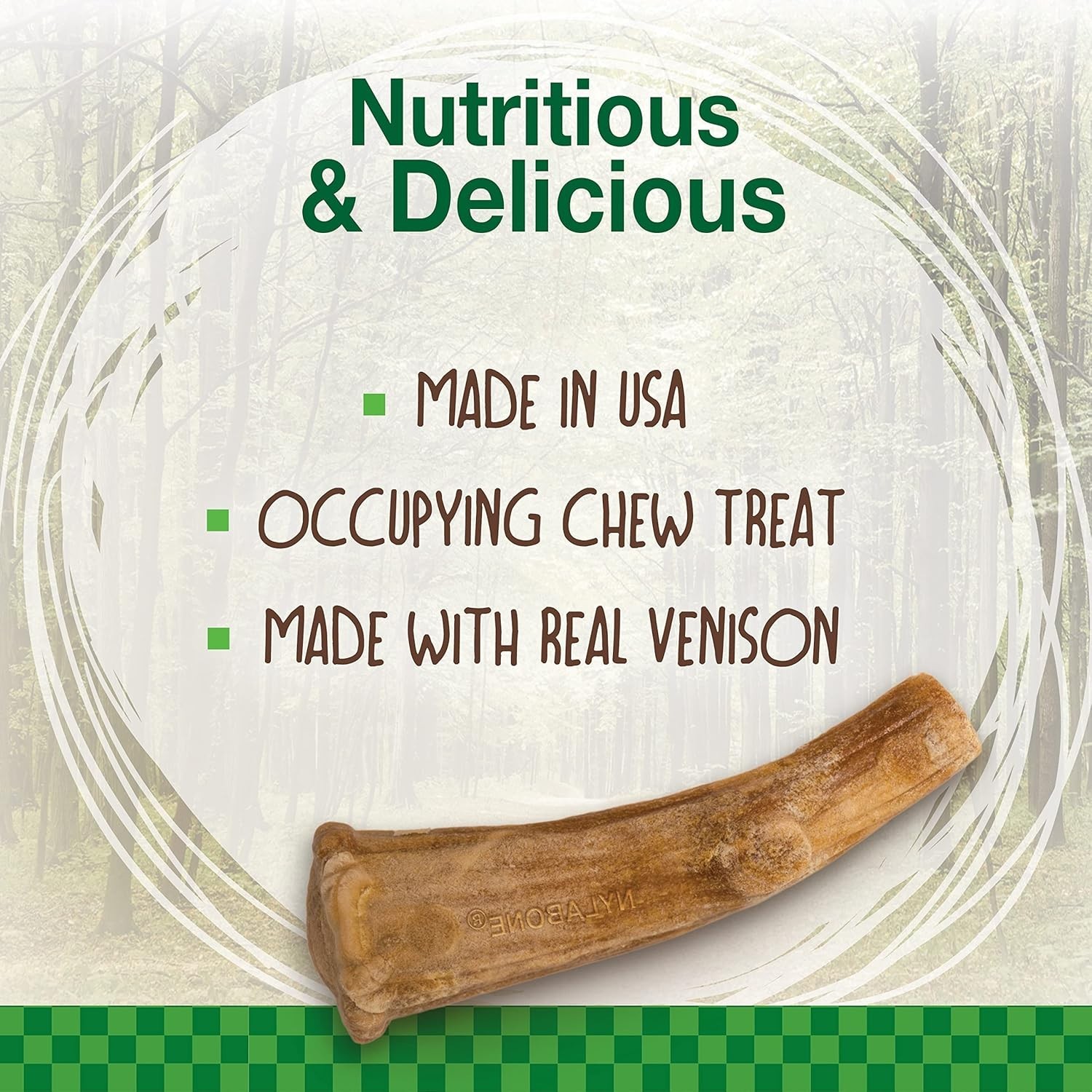 All-Natural Venison Chew Bones for Large Dogs – Long Lasting Dog Treats, 2 Count