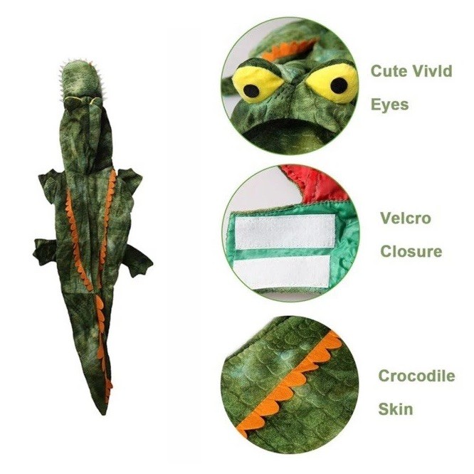 New! Dog Crocodile Design Costume XXXL (3XL) 90-120 lbs. Pet Clothes Alligator