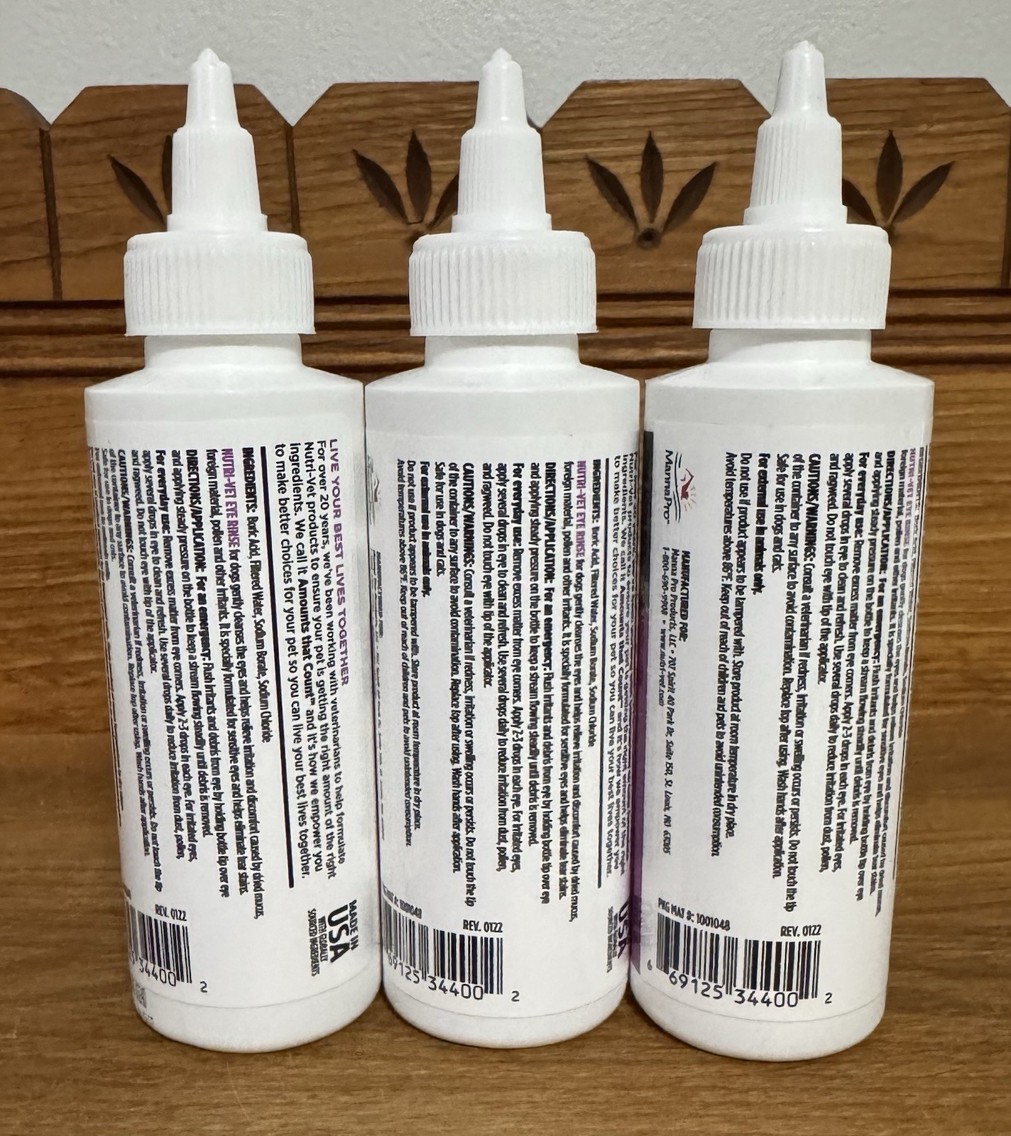 3 Nutri-Vet Eye Rinse Reduce Irritation/Prevent Dog Tear Stains 4 fl oz