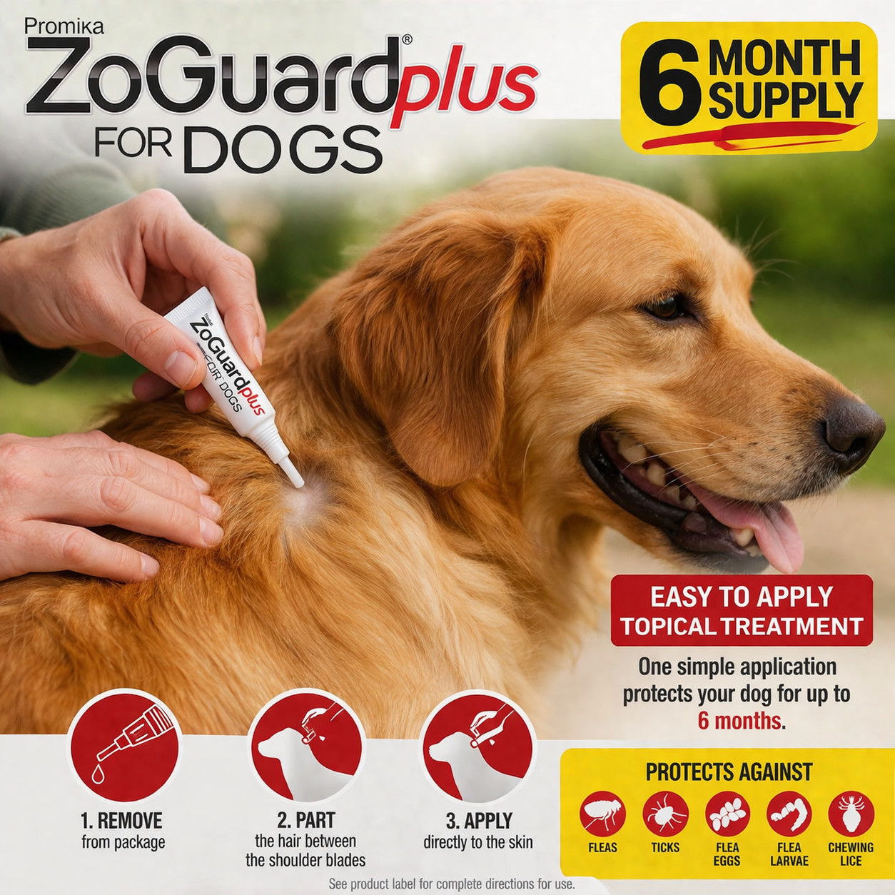 ZoGuard Plus Preventative Flea Treatment Tick for Large XL Dog 45-88 lb 6 Months