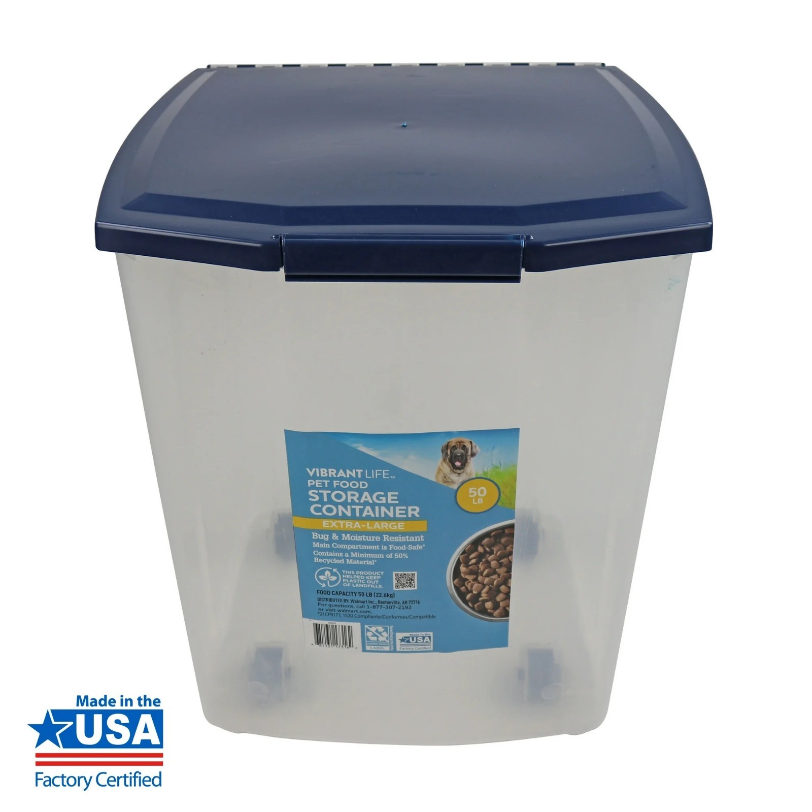 Heavy-Duty 50lb Extra Large Dry Pet Food Container w/ Locking Lid Dog Cat Supply
