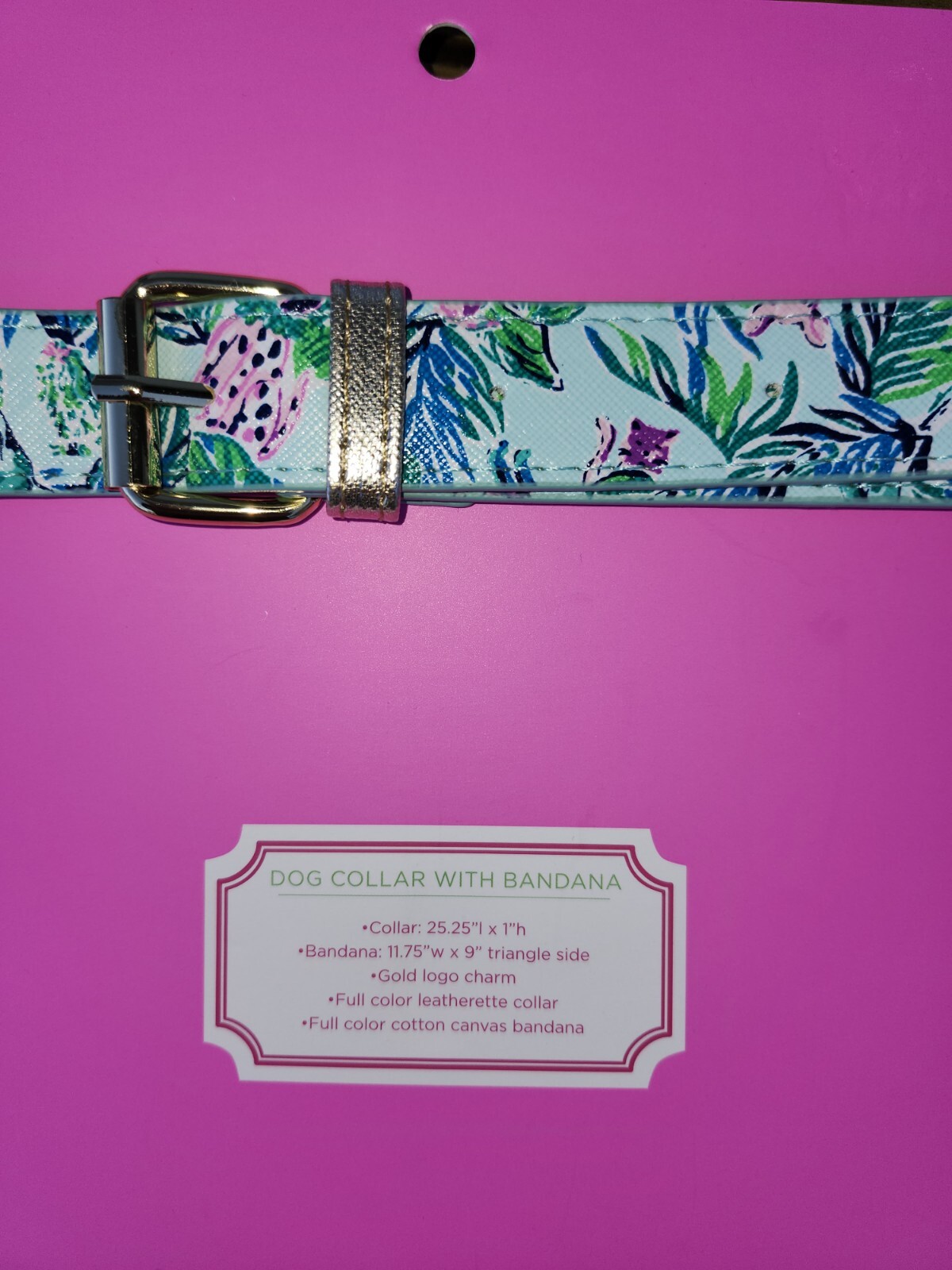 NEW Lilly Pulitzer M/L Dog Collar with Bandana in Barking Up the Palm Tree NWT