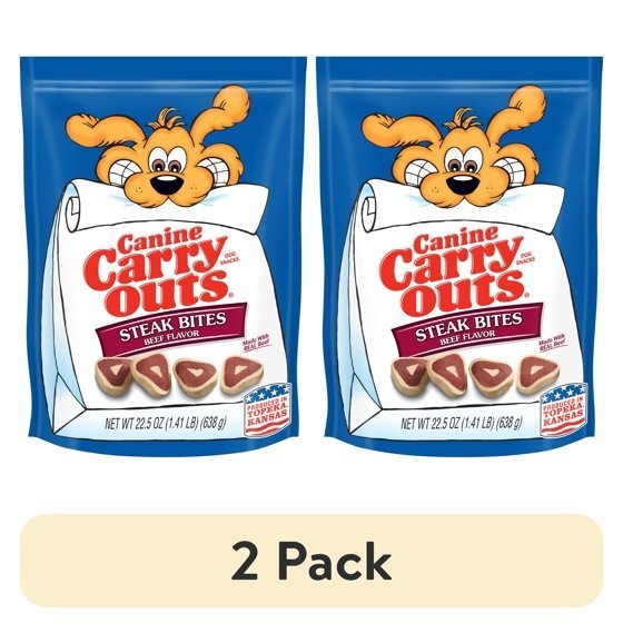 Canine Carry Outs Steak Bites Beef Flavor Dog Treats, 22.5oz Bag (2 Pack)