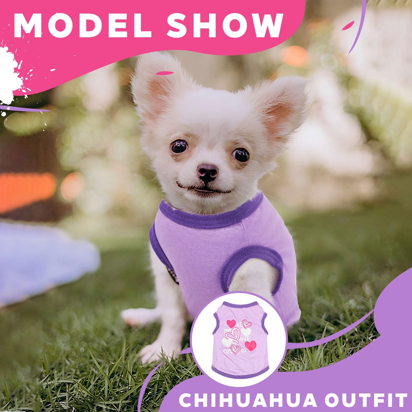 4 Pieces Chihuahua Clothes Cute Dog XX-Small, Purple,Rose,Pink,Light Pink