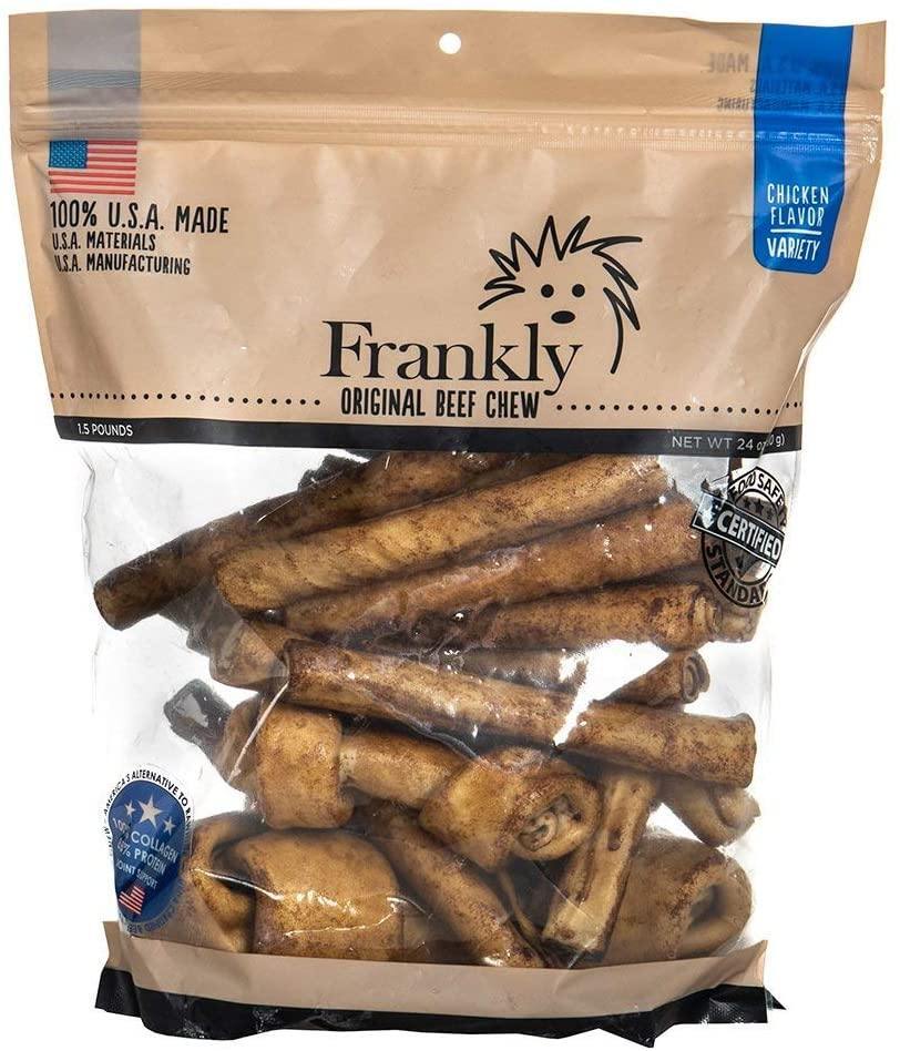 FRANKLY Variety Collagen Beef Chews DOG Bones Long Lasting 1 1/2 Pounds USA