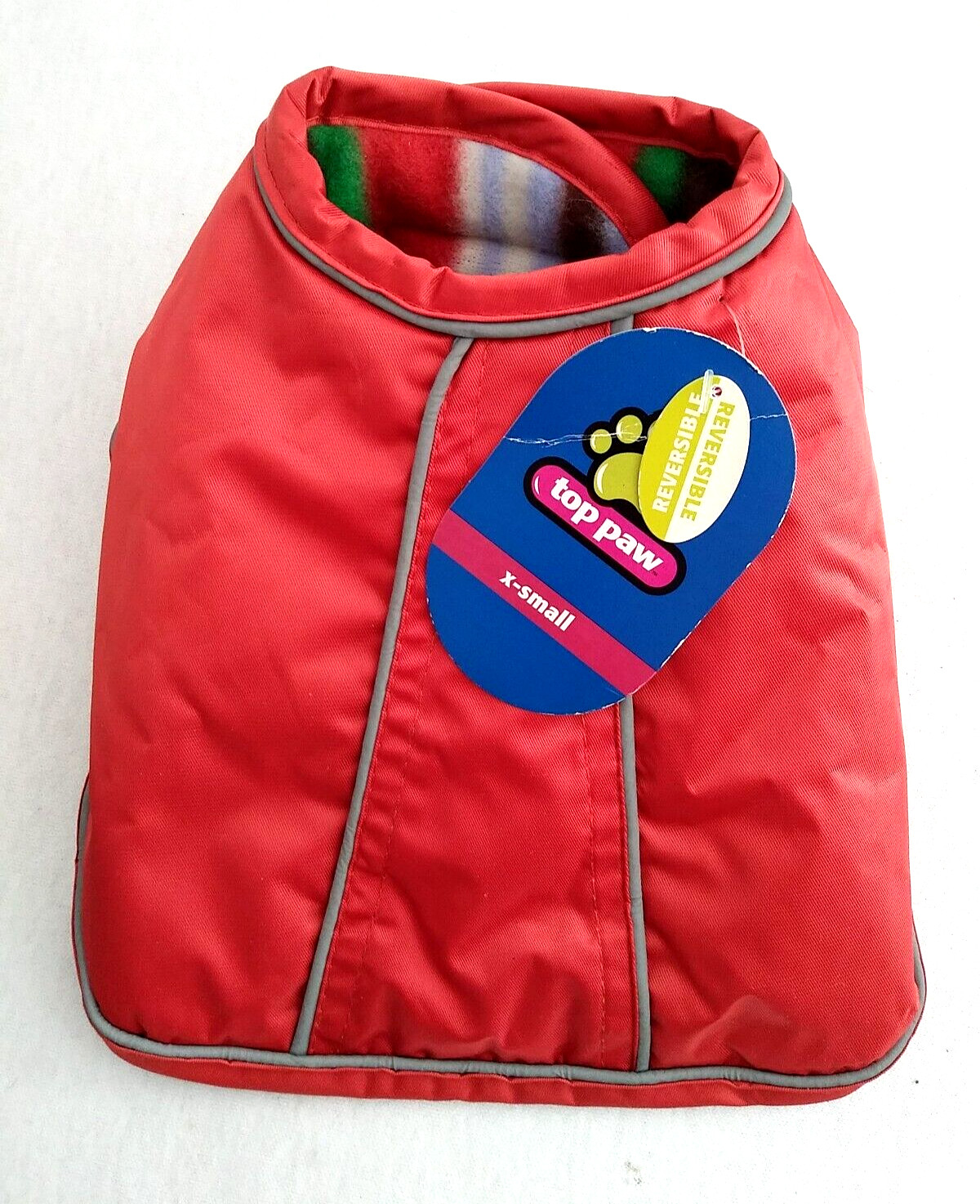 NWT Extra-Small Dog Jacket Orange Rain Repellent/Multi Fleece Reversible~TOP PAW
