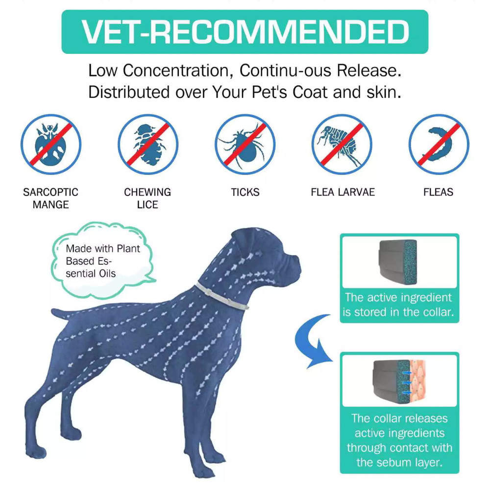 Dog colar Flea and Tick Treatment Waterproof 8 Months Protections