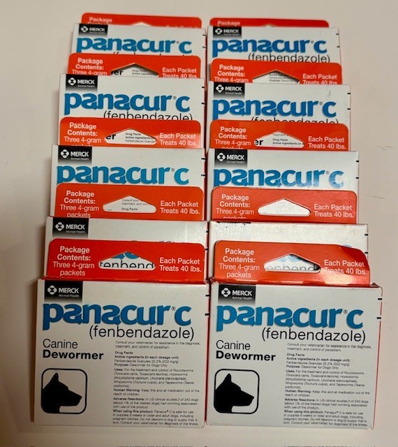 Set of 10 Panacur C 4gram Canine 40lbs Dewormer Treatment (30 packets) Exp:2027