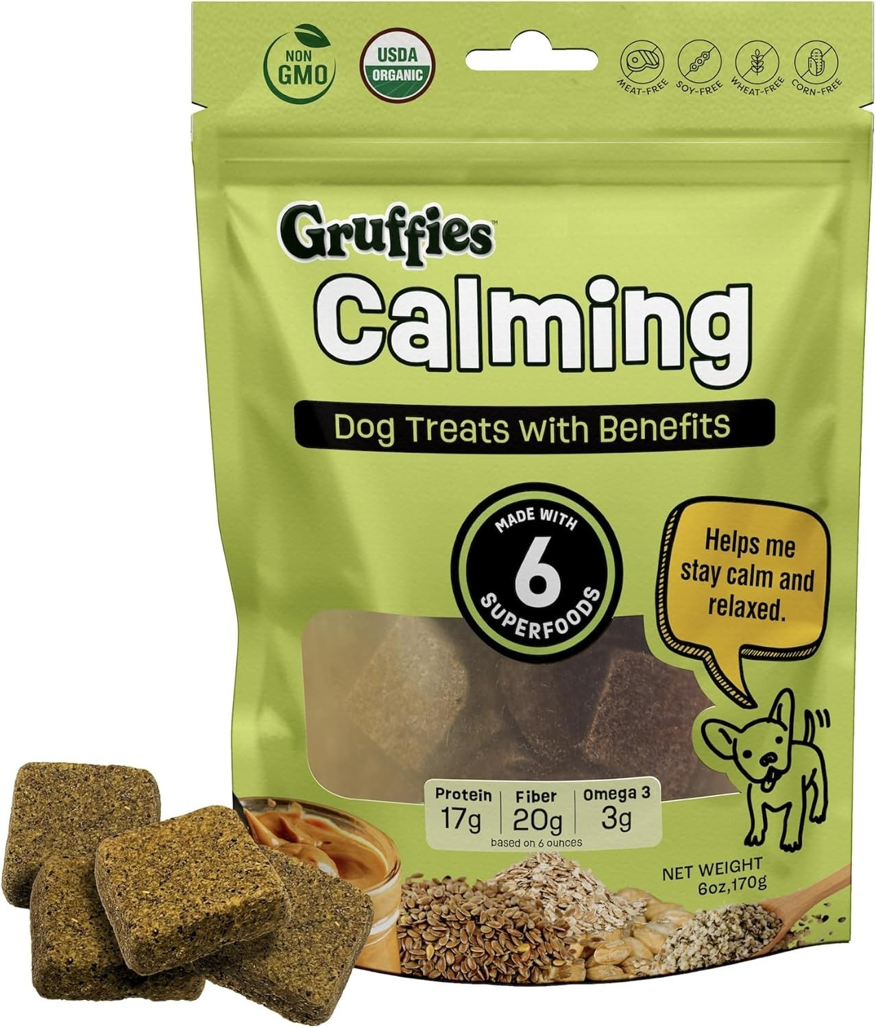 Calming Organic Dog Treats – Supports Relaxation & Balanced Behavior – with Ashw