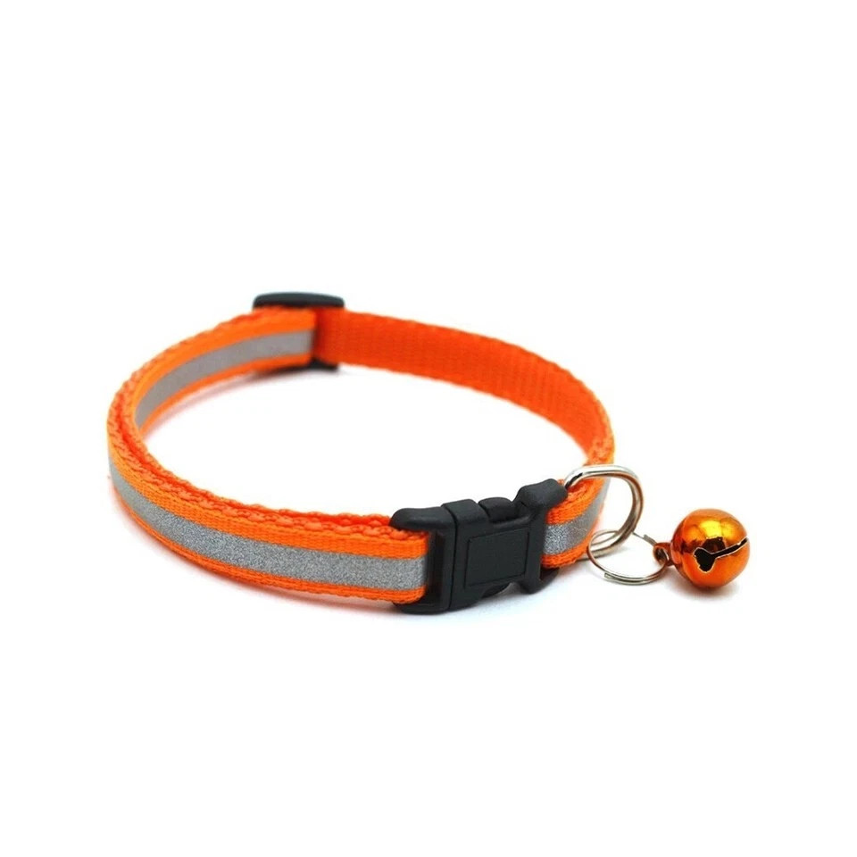 Reflective Dog Collar Pet Cat Puppy Nylon Collar with Bell Neck Adjustable